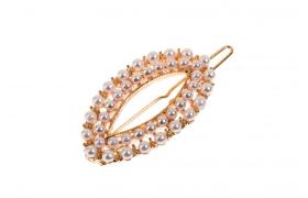 Barrette à cheveux ondulée perlée