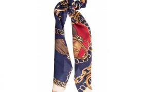 Chouchou foulard bleu à motifs Stella Green