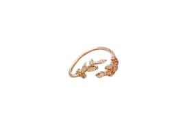 MsBlossom - Bague Ouverte Feuille Strass - 1pièce - Rose Gold