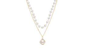 MsBlossom - Collier superposé de fausses perles - 1pièce - Silver