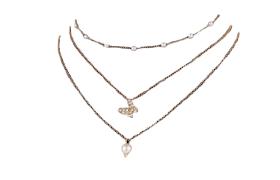 MsBlossom - Pearl x Butterfly Tripled Layered Necklace - 1pièce