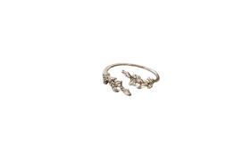MsBlossom - Rhinestone Leaf Open Ring - 1pièce - Silver