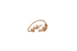 MsBlossom - Bague Ouverte Feuille Strass - 1pièce - Rose Gold
