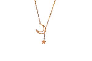 MsBlossom - Collier superposé étoile x lune - 1pièce - Rose Gold