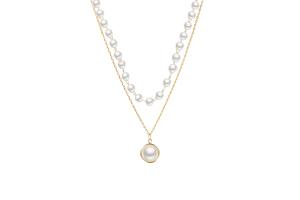 MsBlossom - Collier superposé de fausses perles - 1pièce - Silver