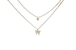 MsBlossom - Collier superposé papillon - 1pièce - Gold