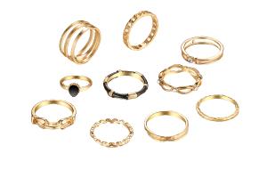 MsBlossom - Retro Rings Set - 1set(10pièces) - Gold