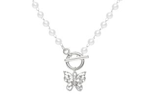 MsBlossom - Tour de cou papillon en fausse perle - 1pièce - Silver MsBlossom - Tour de cou papillon en fausse perle - 1pièce - Silver
