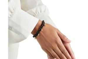 Rituals Black Onyx Pendant Bead Bracelet Gold Plated
