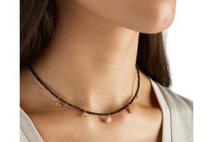 Rituals Black Onyx Pendant Bead Necklace Gold Plated