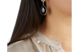 Rituals Black Onyx Infinity Earrings Pear Cut Gold Plated Rituals Black Onyx Infinity Earrings Pear Cut Gold Plated
