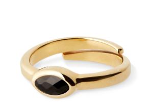Rituals Black Onyx Ring Marquise Cut Gold Plated