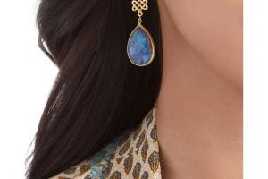 Rituals Labradorite Infinity Earrings Pear Cut Gold Plated Rituals Labradorite Infinity Earrings Pear Cut Gold Plated