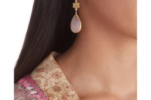 Rituals Rose Quartz Infinity Earrings Pear Cut Gold Plated