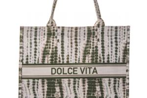Sac de plage vert & beige Dolce Vita Stella Green