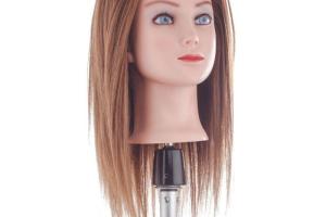 Tête apprentissage cheveux 60% naturels moyens 35cm