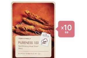 TONYMOLY - Set Feuille de masque Pureness 100 - Red Ginseng (10ea) Set TONYMOLY - Set Feuille de masque Pureness 100 - Red Ginseng (10ea) Set