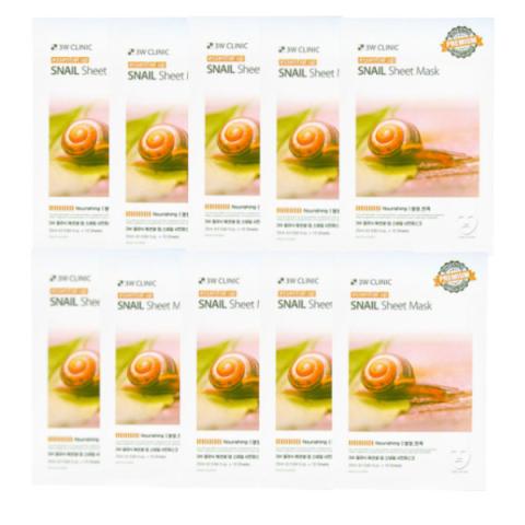 3W Clinic - Escargot Essentiel jusqu'à, Masque feuille - 10pièces