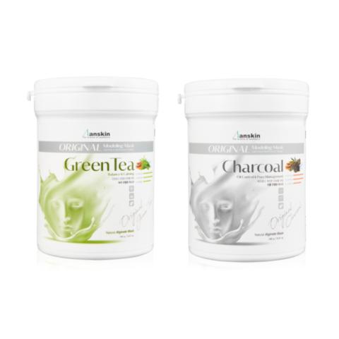 Anskin Modeling Mask - (240g) - Green Tea (1ea) + Charcoal (1ea) Set