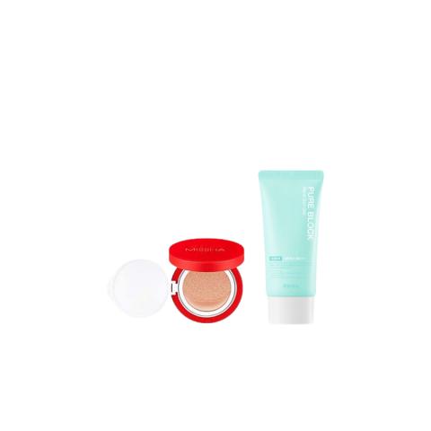 A'PIEU - Pure Block Aqua Sun Gel SPF50+ PA+++ X X MISSHA - Velvet Finish Cushion SPF50+ PA+++ - 15g - 23