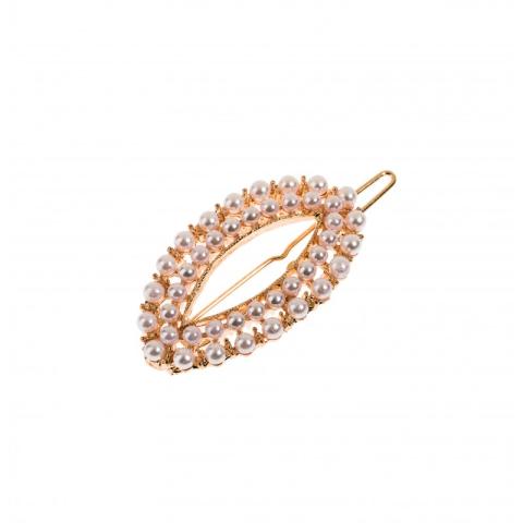 Barrette à cheveux ondulée perlée