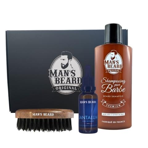 Coffret Huile Santal, Shampooing Barbe + Brosse Man's Beard Coffret Huile Santal, Shampooing Barbe + Brosse Man's Beard