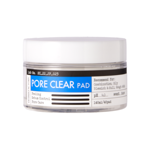 DERMA FACTORY - Tampon transparent pour pores - 140ml/40pad