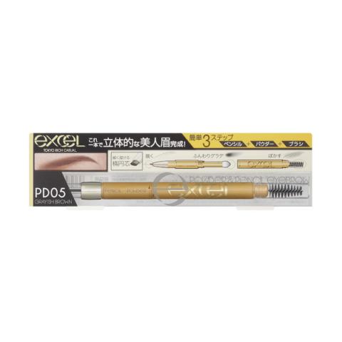 EXCEL - Poudre &amp; Crayon Eyebrow EX - 0.4g - PD05 Grayish Brown
