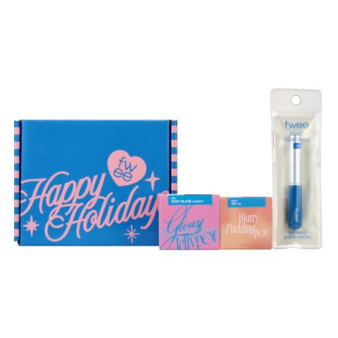 Fwee - Coffret de Noël (Pot de gelée lumineuse + Pot de pudding flou + Mini pinceau à lèvres) - 1 Set (3 articles)