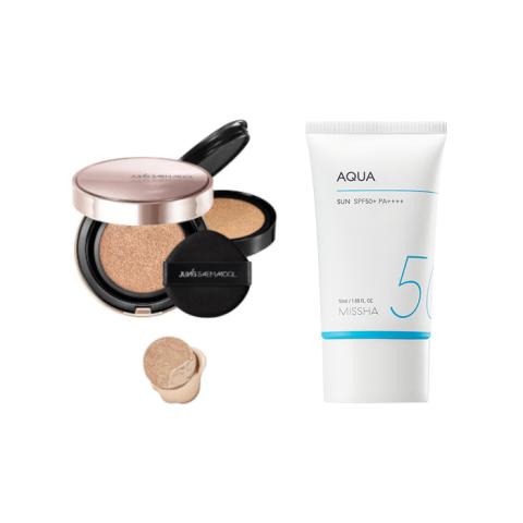 Jung Saem Mool - Masterclass Radiant Cushion - Cushion 15g + Refill 15g - N2 Vanilla (1ea) + MISSHA - All-Around Safe Block...