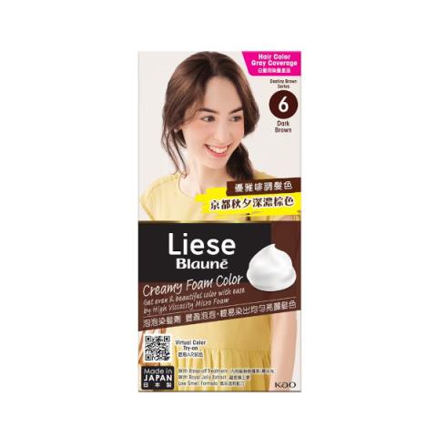 Kao - Liese Blaune Crème Mousse Couleur - 1 Boîte - 6 - Dark Brown Kao - Liese Blaune Crème Mousse Couleur - 1 Boîte - 6 - Dark Brown