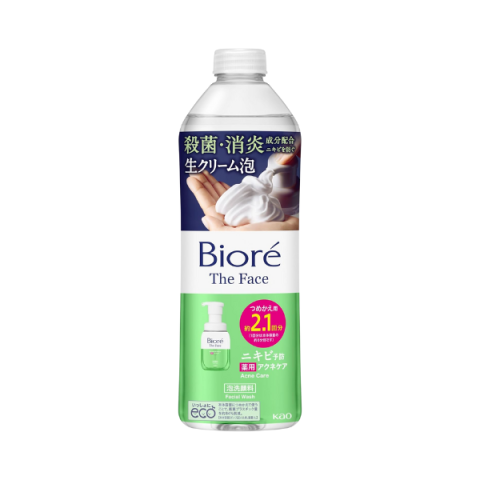 Kao - Recharge pour nettoyant moussant visage Biore, soin anti-acné - 340ml