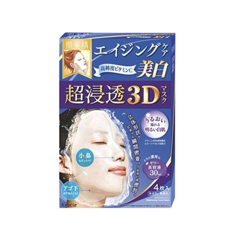Kracie - Hadabisei 3D Face Mask Aging Care Brightening - 4 feuilles