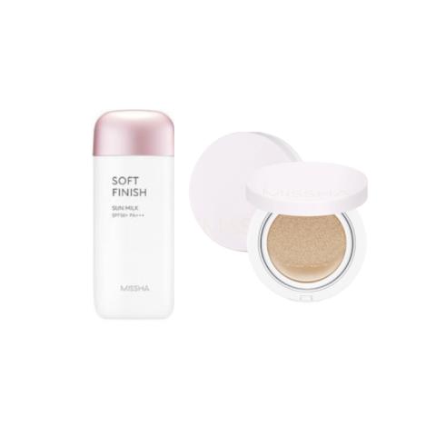 MISSHA All-Around Safe Block Soft Finish Sun Milk SPF50+ PA+++ - 70ml (1ea) + Magic Cushion Cover Lasting - 15g (SPF50+ PA+++) MISSHA All-Around Safe Block Soft Finish Sun Milk SPF50+ PA+++ - 70ml (1ea) + Magic Cushion Cover Lasting - 15g (SPF50+ PA+++)