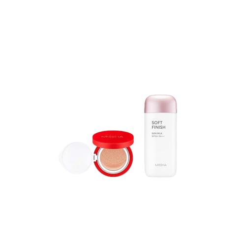 MISSHA - All-Around Safe Block Soft Finish Sun Milk SPF50+ PA+++ - 70ml X MISSHA - Velvet Finish Cushion SPF50+ PA+++ - 15g - 23