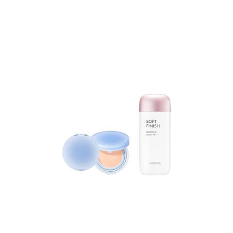 MISSHA - All-Around Safe Block Soft Finish Sun Milk SPF50+ PA+++ - 70ml X Romand - Bare Water Cushion - 20g - 21 Pure MISSHA - All-Around Safe Block Soft Finish Sun Milk SPF50+ PA+++ - 70ml X Romand - Bare Water Cushion - 20g - 21 Pure