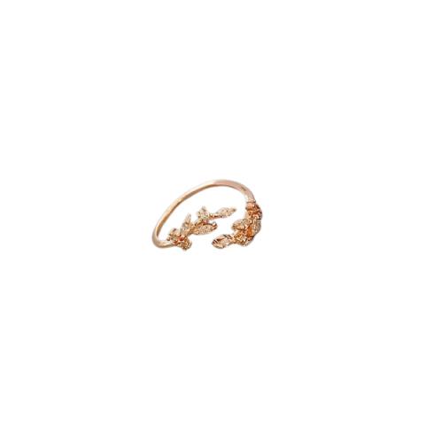 MsBlossom - Bague Ouverte Feuille Strass - 1pièce - Rose Gold MsBlossom - Bague Ouverte Feuille Strass - 1pièce - Rose Gold