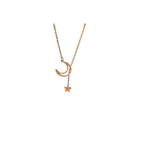 MsBlossom - Collier superposé étoile x lune - 1pièce - Rose Gold