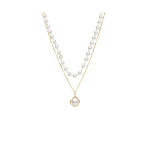 MsBlossom - Collier superposé de fausses perles - 1pièce - Silver