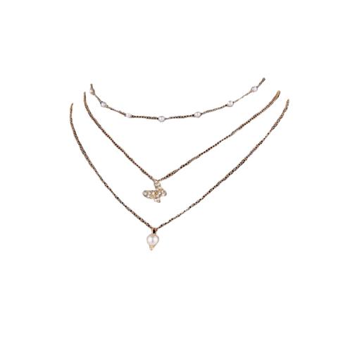 MsBlossom - Pearl x Butterfly Tripled Layered Necklace - 1pièce