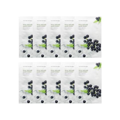 NATURE REPUBLIC - Real Nature Sheet Mask - Acai Berry - 1pc (10ea) Set NATURE REPUBLIC - Real Nature Sheet Mask - Acai Berry - 1pc (10ea) Set