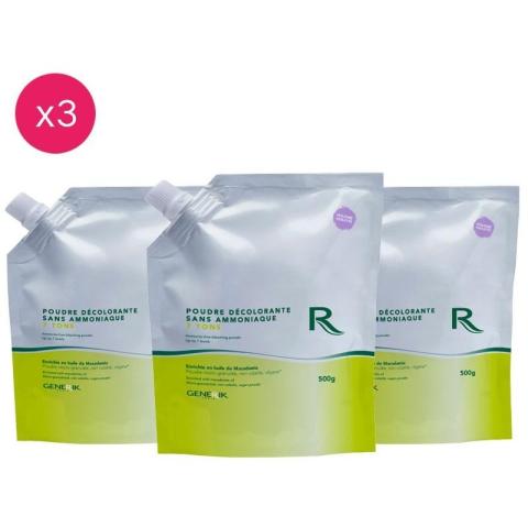 Pack de 3 poudres décolorante 7 tons sans ammoniaque Generik 500G Pack de 3 poudres décolorante 7 tons sans ammoniaque Generik 500G