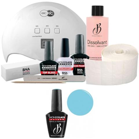 Pack Beauty Nails + Lampe 48 watts Wonderlack Extrême Beautynails Pastel Bleu Pack Beauty Nails + Lampe 48 watts Wonderlack Extrême Beautynails Pastel Bleu