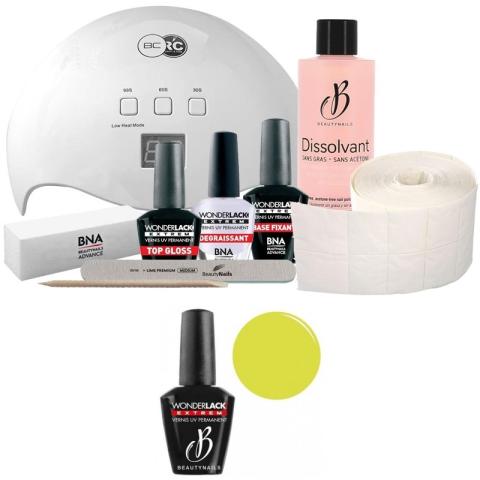 Pack Beauty Nails + Lampe 48 watts Wonderlak extrême Beautynails Jaune FLUO WLE148 Pack Beauty Nails + Lampe 48 watts Wonderlak extrême Beautynails Jaune FLUO WLE148