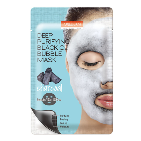 PUREDERM - Noir profond purifiant O2, Masque Bubble - Charbon de... PUREDERM - Noir profond purifiant O2, Masque Bubble - Charbon de...