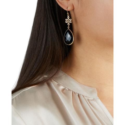 Rituals Black Onyx Infinity Earrings Pear Cut Gold Plated