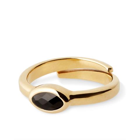 Rituals Black Onyx Ring Marquise Cut Gold Plated