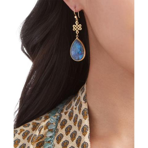 Rituals Labradorite Infinity Earrings Pear Cut Gold Plated