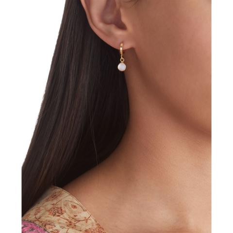Rituals Rose Quartz Hoops Round Cut Gold Plated