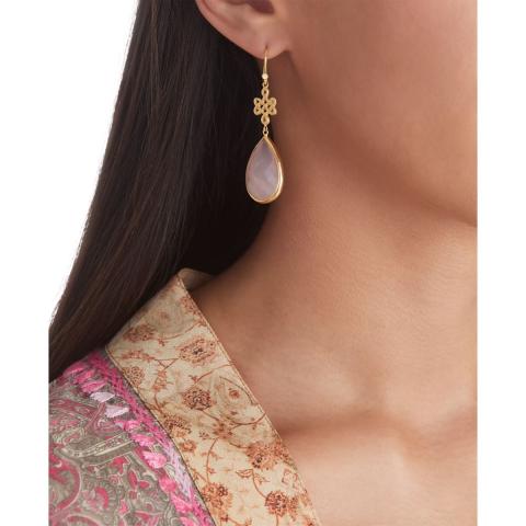 Rituals Rose Quartz Infinity Earrings Pear Cut Gold Plated